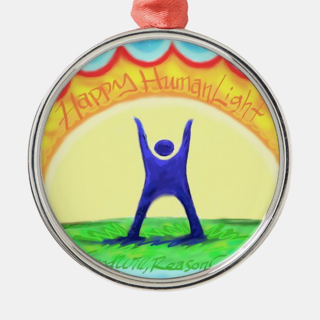 Happy HumanLight Metal Ornament (Front)