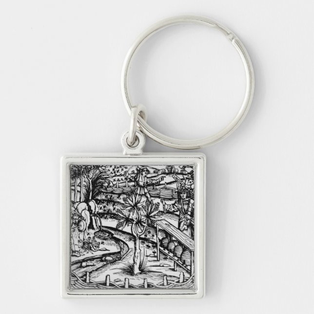 Happy husbandsmen tending bees, illustration from keychain (Front)