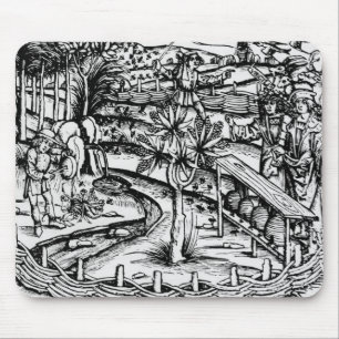 Happy husbandsmen tending bees, illustration from mouse pad