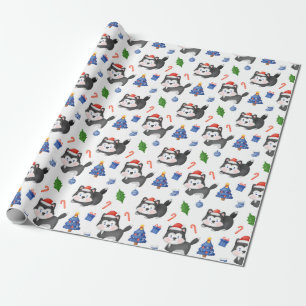 Happy Husky Christmas Pattern Wrapping Paper