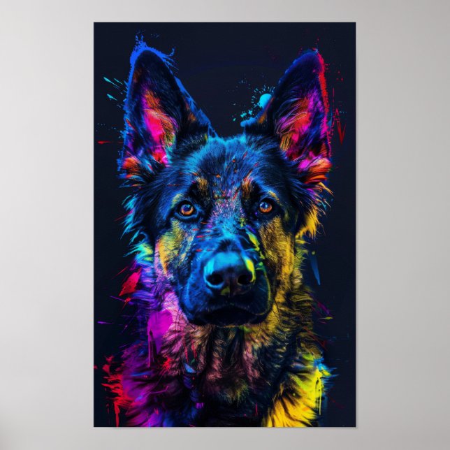 Happy Husky Cross with Short-Haired German Shepher Poster (Front)