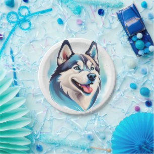 Happy Husky Dog Pet Wham-O Frisbee Paper Plate