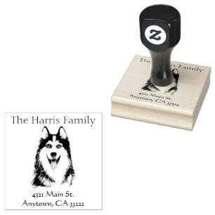 Happy Husky Personalized Rubber Stamp