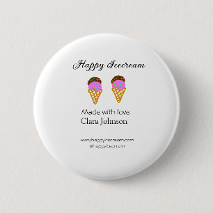 Happy Icecream add name website social media  2 Inch Round Button