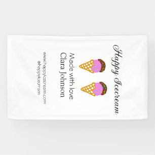 Happy Icecream add name website social media Banner