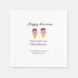 Happy Icecream add name website social media  Napkin