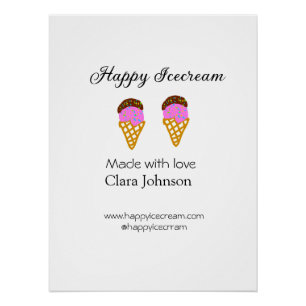 Happy Icecream add name website social media  Poster