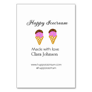Happy Icecream add name website social media  Table Number