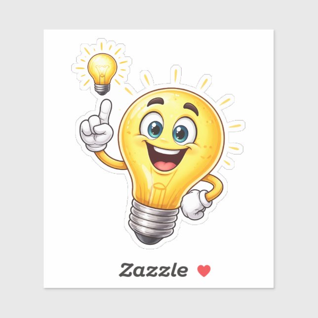 Happy Idea Light Bulb Custom-Cut Vinyl Sticker (Sheet)