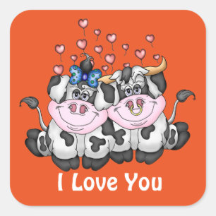 Happy in Love vaches sticker