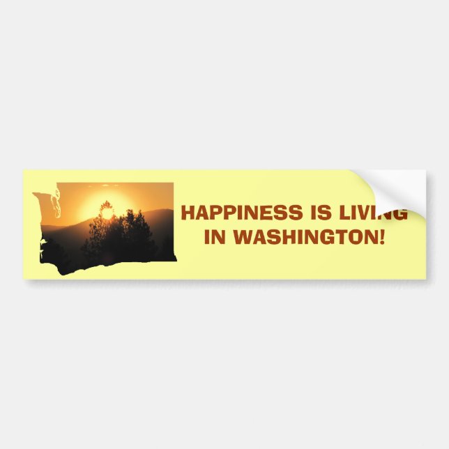 Happy in Washington State Bumper Sticker (Front)