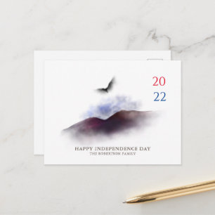 Happy Independance Day Watercolor Eagle Mountains Postcard