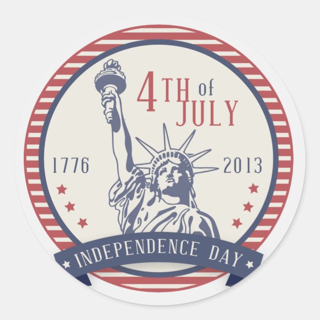 Happy Independence Day 4th Of July 4 Classic Round Sticker (Front)