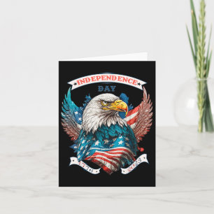 Happy Independence Day American Eagle And Usa Flag Card
