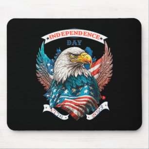 Happy Independence Day American Eagle And Usa Flag Mouse Pad