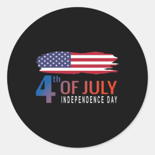 Happy Independence Day American Flag For Men Women Classic Round Sticker