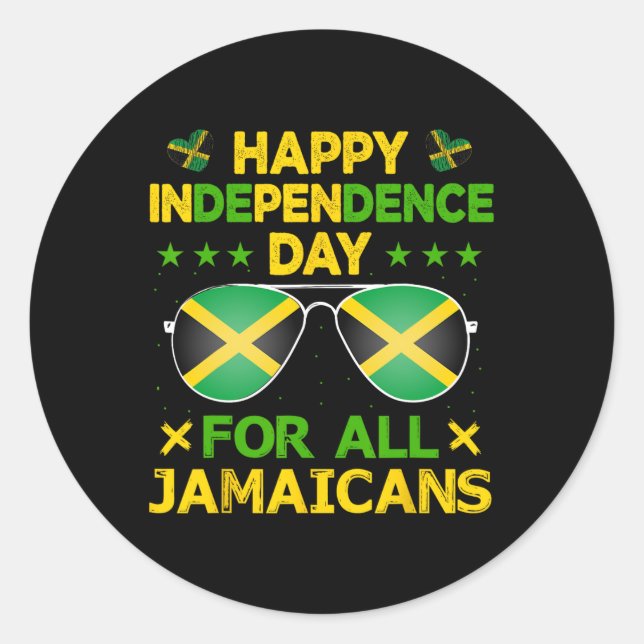 Happy Independence Day For All Jamaicans Sungles  Classic Round Sticker (Front)