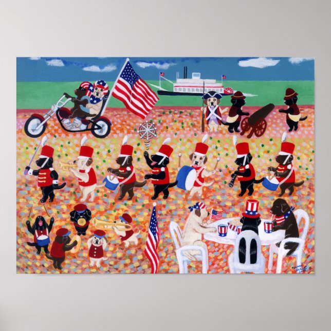 Happy Independence Day Labradors Artwork Poster (Front)