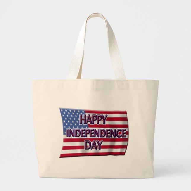 Happy Independence Day Large Tote Bag (Front)