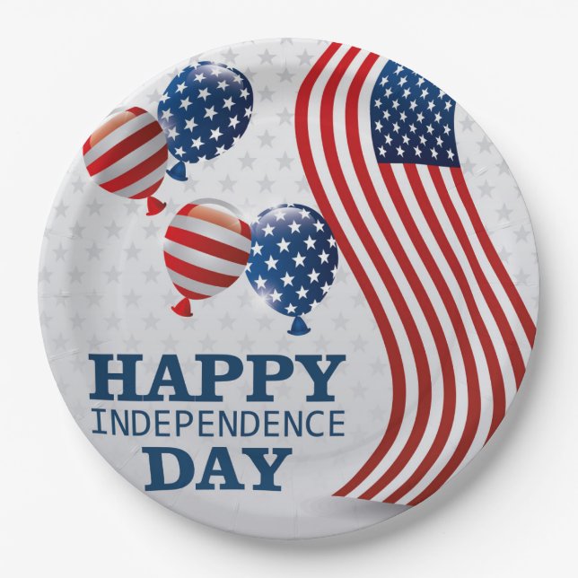 Happy Independence Day Paper Plate (Front)