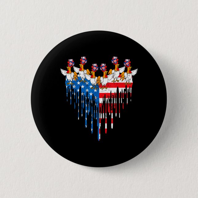 Happy Independence Day Pride American Flag 2 Inch Round Button (Front)