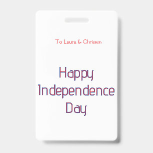 happy independence day red blue name date simple badge