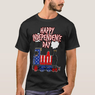 Happy Independence Day Train American Flag USA 4th T-Shirt