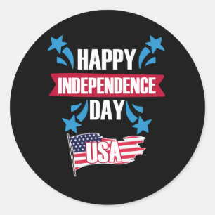 HAPPY INDEPENDENCE DAY USA CLASSIC ROUND STICKER