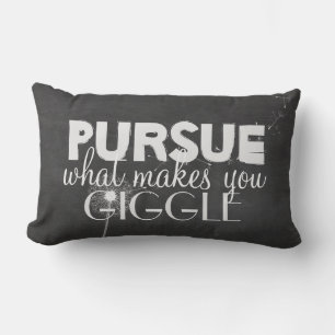 happy inspirational quote on chalkboard lumbar pillow