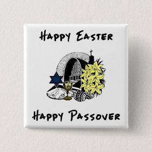 Happy Interfaith Easter and Passover 2 Inch Square Button