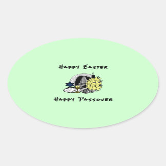 Happy Interfaith Easter and Passover Oval Sticker