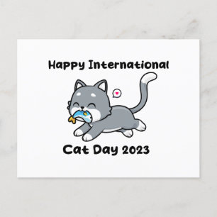 happy international cat day 2023 postcard