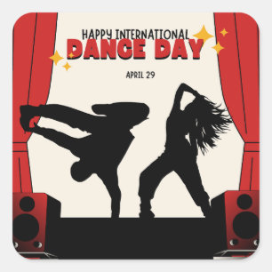 Happy International Dance Day World Dance Day Square Sticker