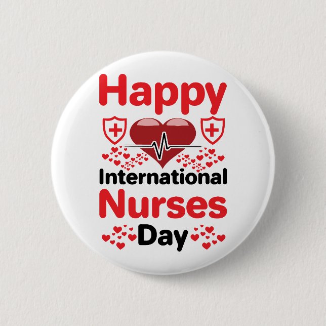 happy international nurses day 2 inch round button (Front)