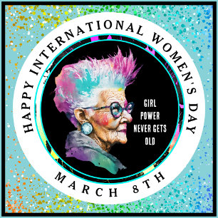 Happy International Women's Day 8th March Grl Pwr 3 Inch Round Button