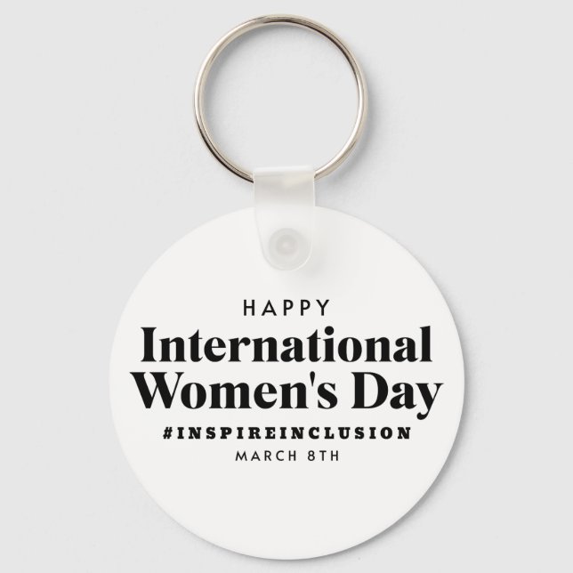 Happy International Women's Day | March 8th Button Keychain (Front)