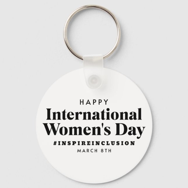 Happy International Women's Day | March 8th Button Keychain (Front)