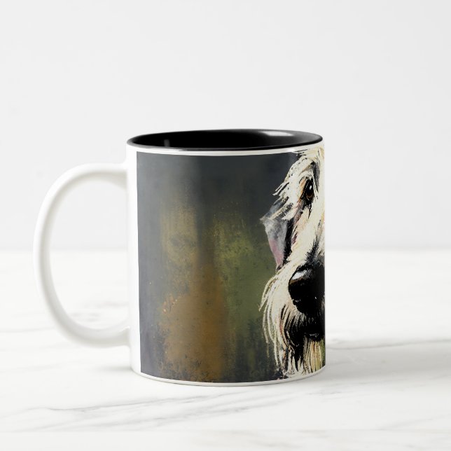 Happy Irish Wolfhound Two-Tone Coffee Mug (Left)