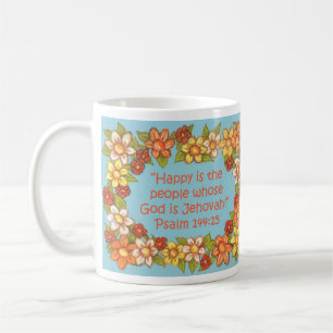 Happy is People God is Jehovah Scripture Mug