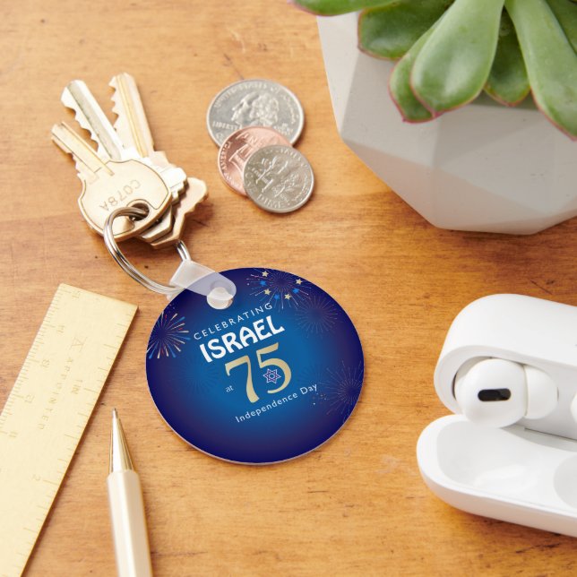 Happy Israel Independence Day Anniversary 75 Keychain (Desk)