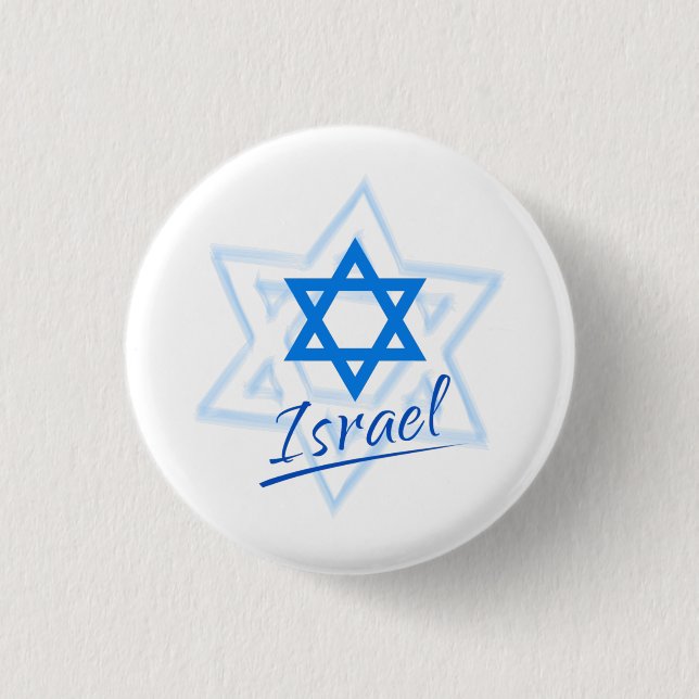 Happy Israel Independence Day Blue Star of David 1 Inch Round Button (Front)