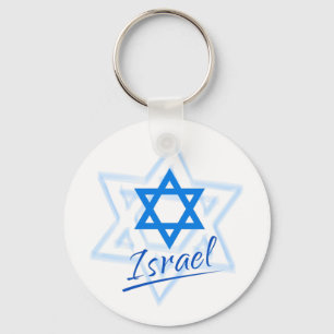 Happy Israel Independence Day Blue Star of David Keychain