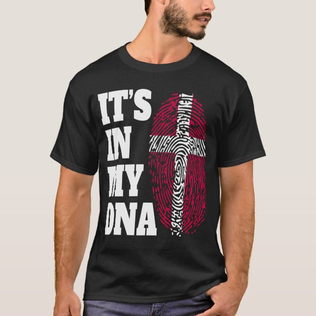 Happy It's In My DNA Danish Denmark Flag T-Shirt (Front)