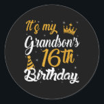 Happy Its My Grandsons 16th Birthday 2009 16 Years Classic Round Sticker<br><div class="desc">Happy Its My Grandsons 16th Birthday 2009 16 Years Old</div>