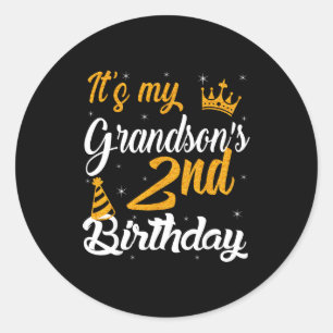 Happy Its My Grandsons 2nd Birthday 2023 2 Years O Classic Round Sticker