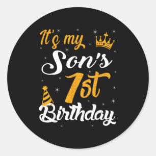 Happy Its My Sons 1st Birthday 2024 1 Year Old Classic Round Sticker