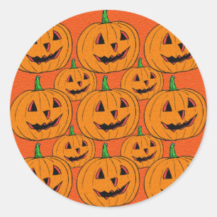 Happy Jack o Lantern Cartoon Pattern Classic Round Sticker