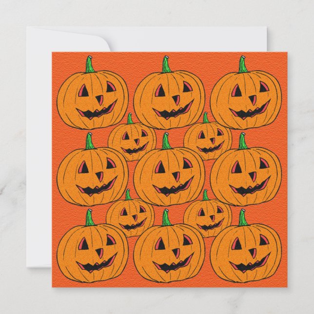 Happy Jack o Lantern Cartoon Pattern Invitation (Front)