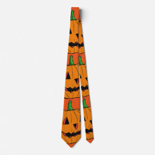 Happy Jack o Lantern Cartoon Pattern Tie