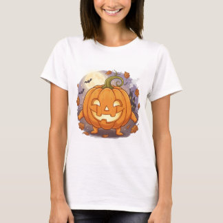 Happy Jack-O'-Lantern Cartoon Pumpkin T-Shirt